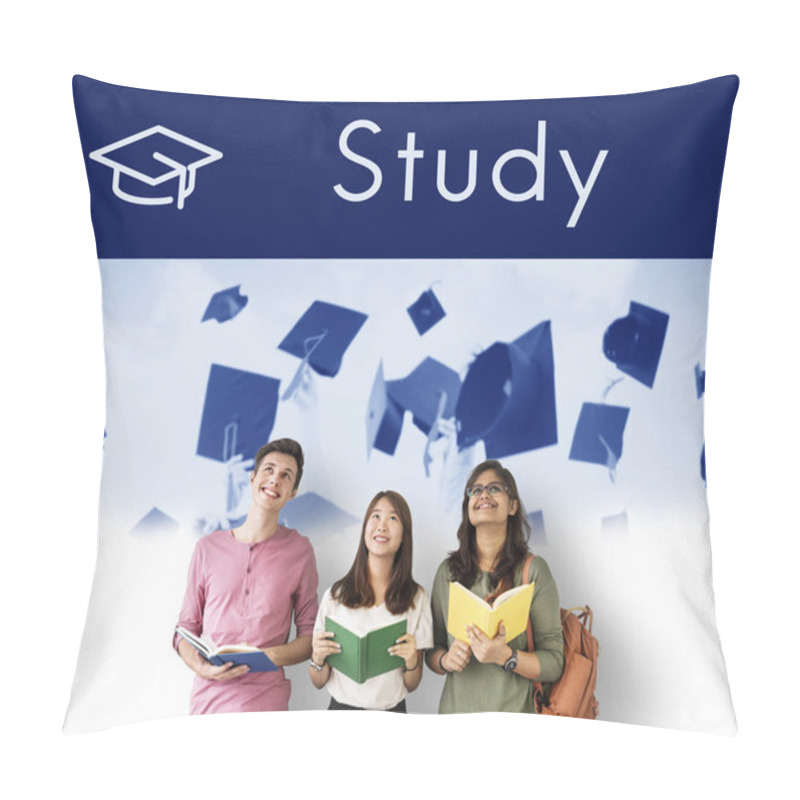 Personality  Students Standing And Holding Books Pillow Covers