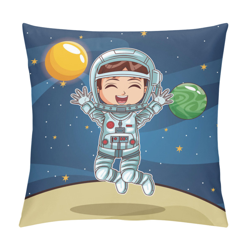 Personality  Girl Astronaut On Planet Cartoon Pillow Covers