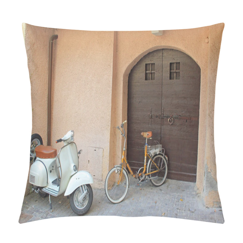 Personality  Nostalgic Scooter And Bicycle, Italian Lifestyle Pillow Covers