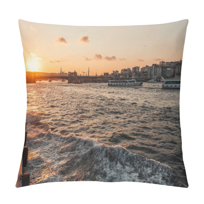 Personality  View From Ship On Sunset And Coastline Of Istanbul, Turkey  Pillow Covers