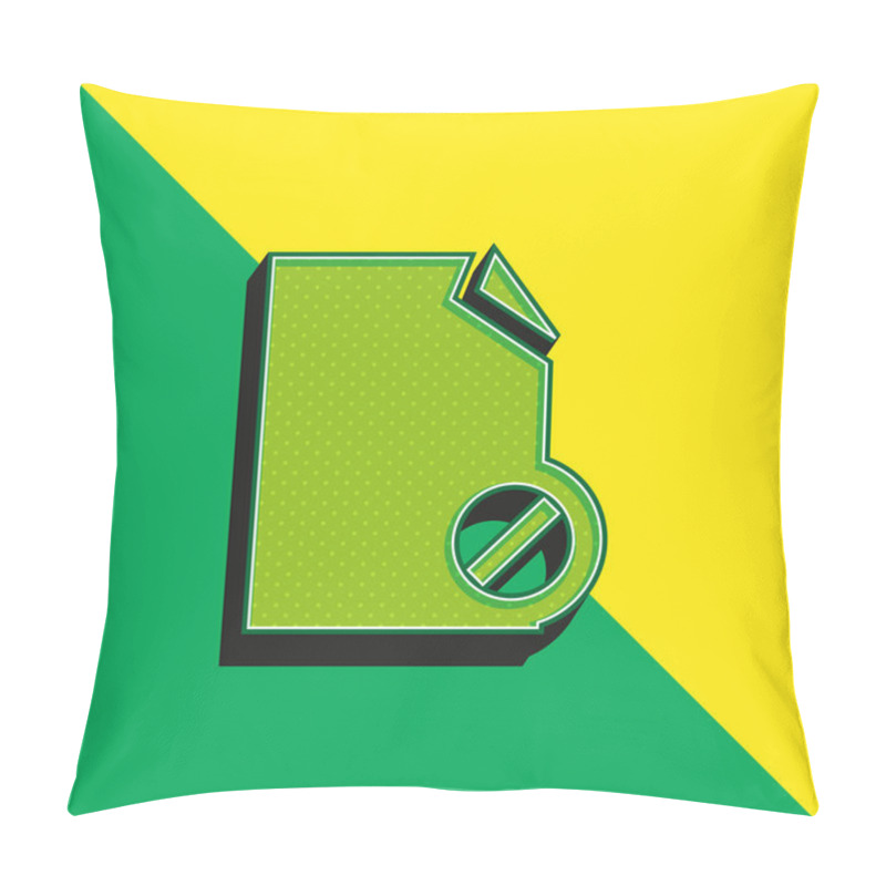 Personality  Block File Symbol Green And Yellow Modern 3d Vector Icon Logo Pillow Covers