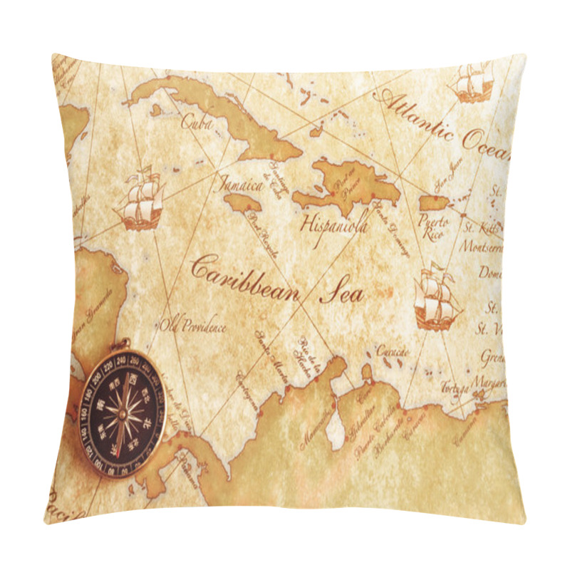 Personality  Compass On A Treasure Map Pillow Covers