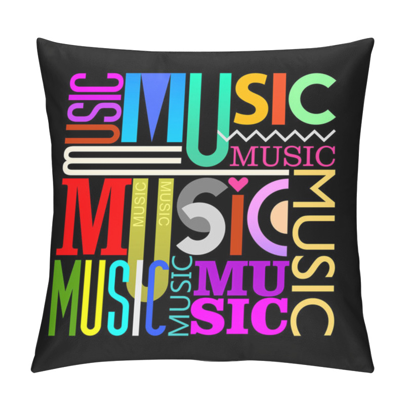 Personality  Colorful Text Design Composition Isolated On A Black Background Music Vector Illustration. Layers Of The Text Background. Music Word Design. Pillow Covers