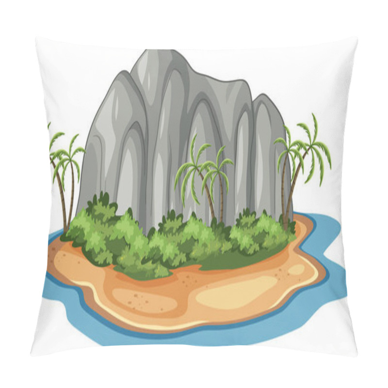 Personality  A Serene Island With Lush Greenery And Cliffs Pillow Covers