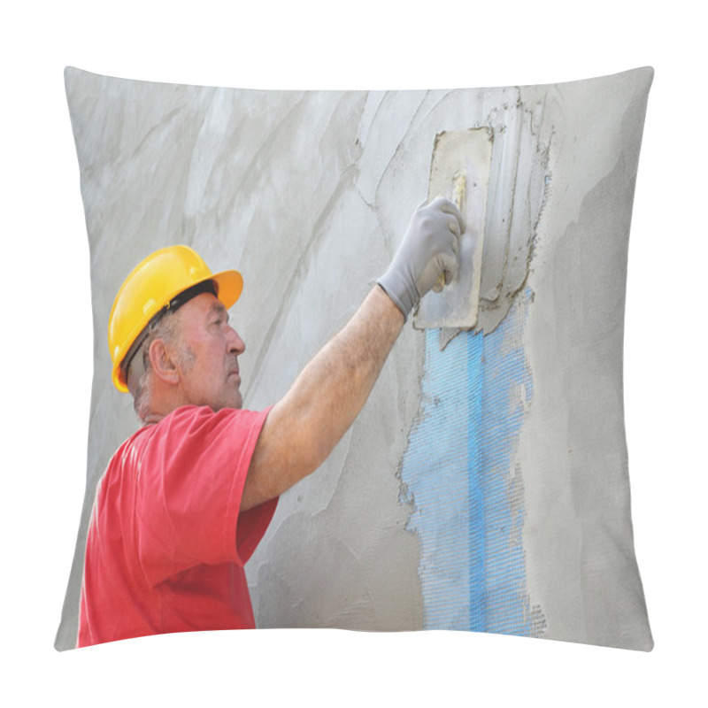 Personality  Wall Insulation, Spreading Mortar Over Mesh Pillow Covers