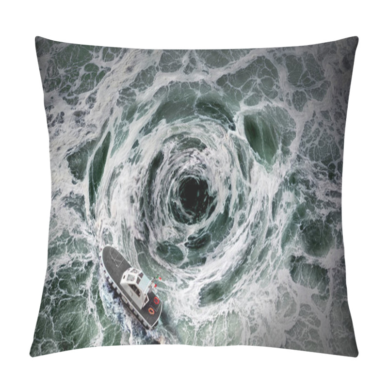 Personality  Small Boat Escape From The Horrible Whirlpool. Pillow Covers