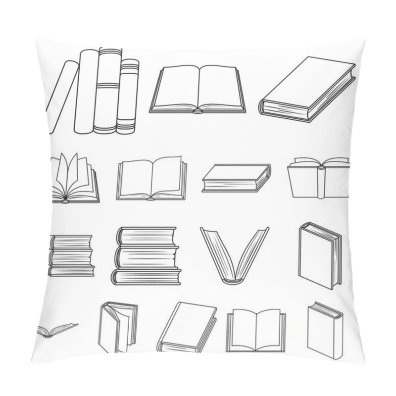 Personality  Book In The Binding Outline Icons In Set Collection For Design. Printed Products Vector Symbol Stock Web Illustration. Pillow Covers