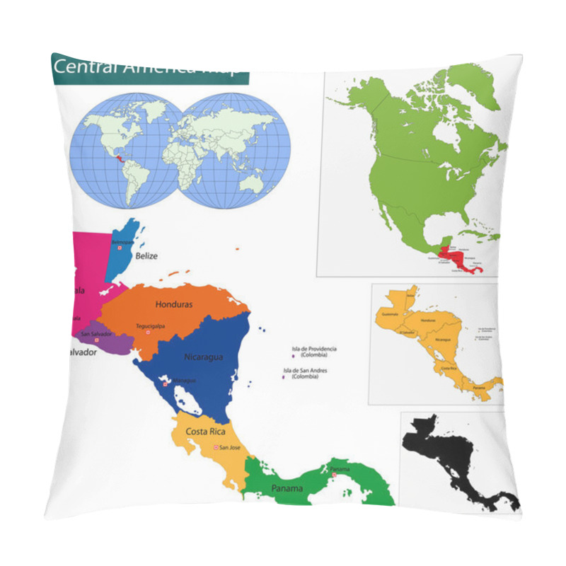 Personality  Central America Map Pillow Covers