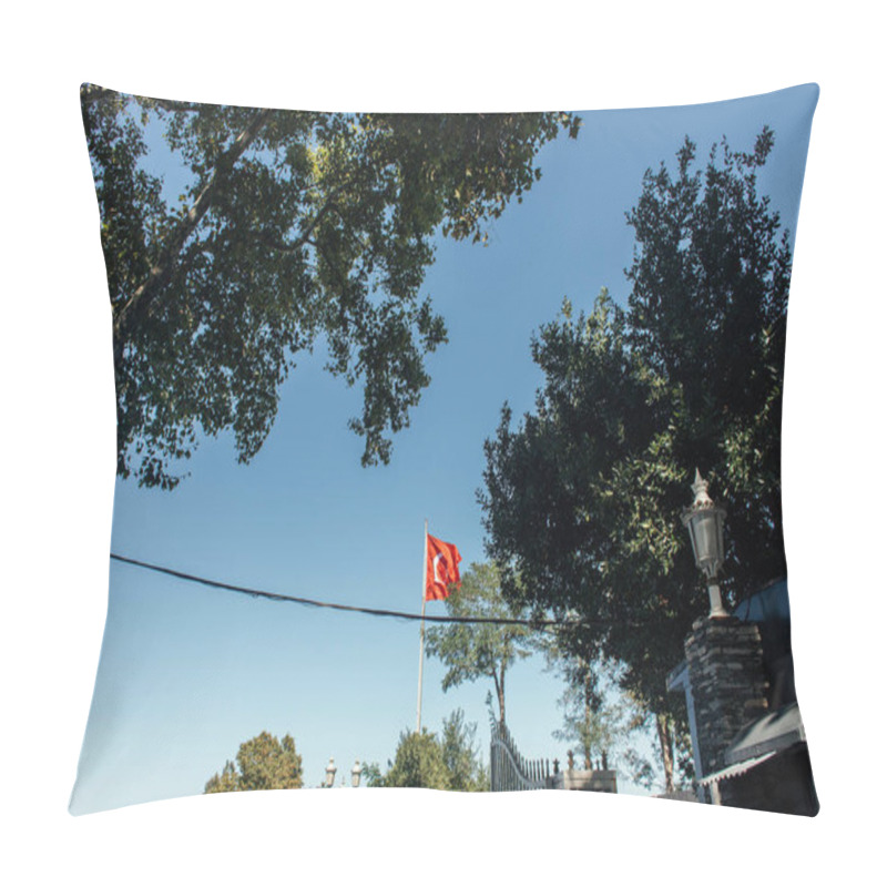 Personality  Turkish Flag With Blue Sky At Background On Urban Street In Istanbul  Pillow Covers