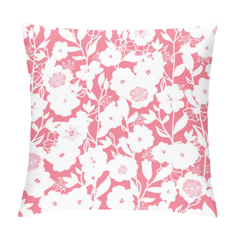 Personality  White And Pink Blossoms Seamless Pattern Background Pillow Covers