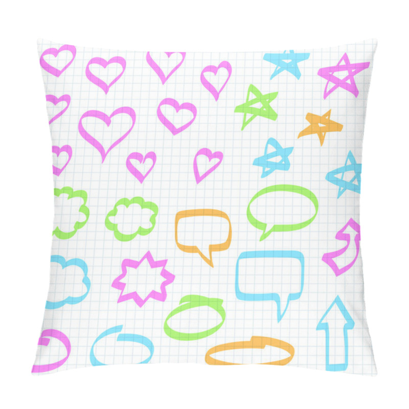 Personality  Hearts, Stars, Speech Bubbles, Arrows And Ovals. Pillow Covers