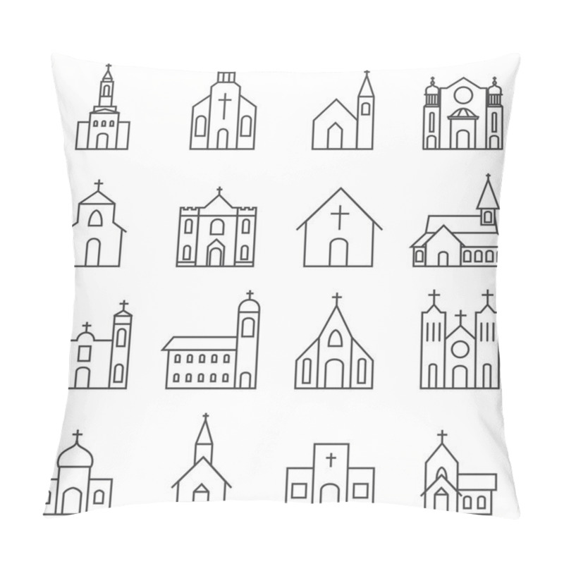 Personality  Church Building Icon Vector Set Pillow Covers