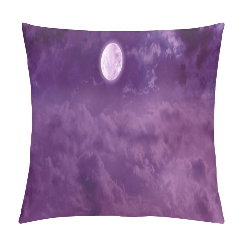 Personality  Magenta Night Sky Moon And Clouds - Blanket Of Clouds With A Full Moon Above And Dark Night Sky With Deep Magenta Colouring Ideal For A Spiritual Fantasy Background Pillow Covers