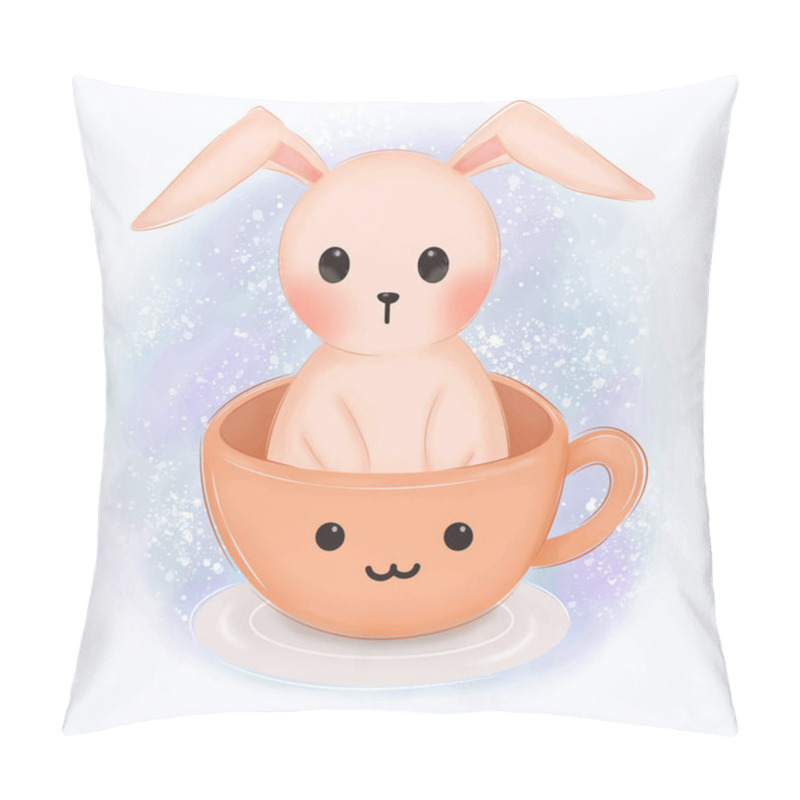 Personality  Cute Bunny Illustration, Animal Clipart, Baby Shower Decoration, Woodland Illustration. Pillow Covers