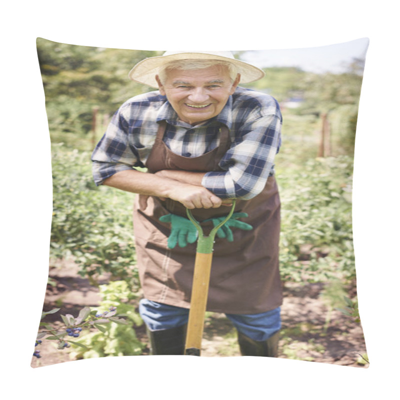 Personality  Senior Man Working With Plants Pillow Covers