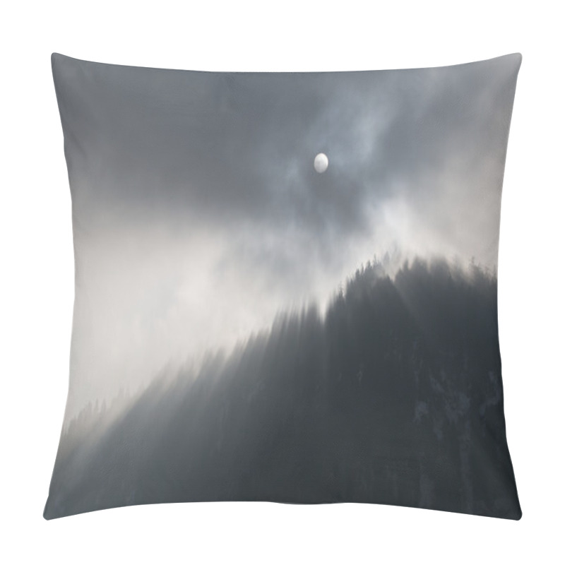 Personality  Mystic Sun Beams At Foggy Forest On Mountain Pillow Covers