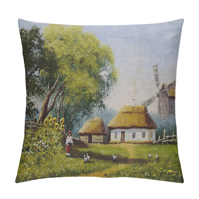 Personality  Oil Paintings Landscape, Village, Fine Art Pillow Covers