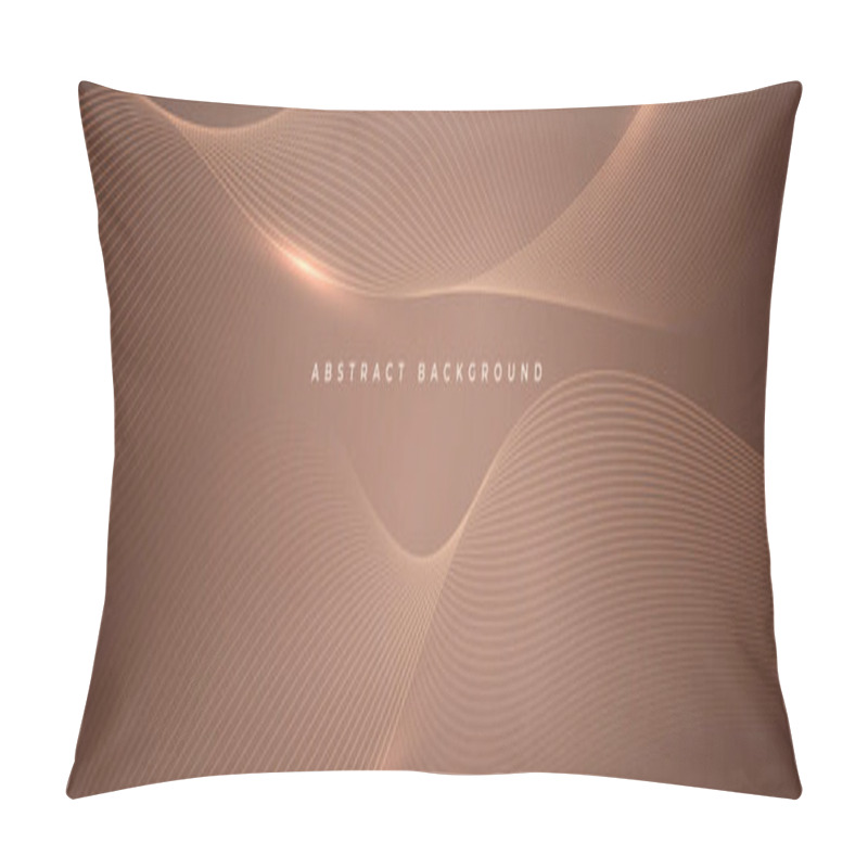 Personality  Mocha Mousse Wide Abstract Vector Background With Glowing Brown Wavy Lines. Vector Illustration In Trendy Color Of The Year 2025 Pillow Covers