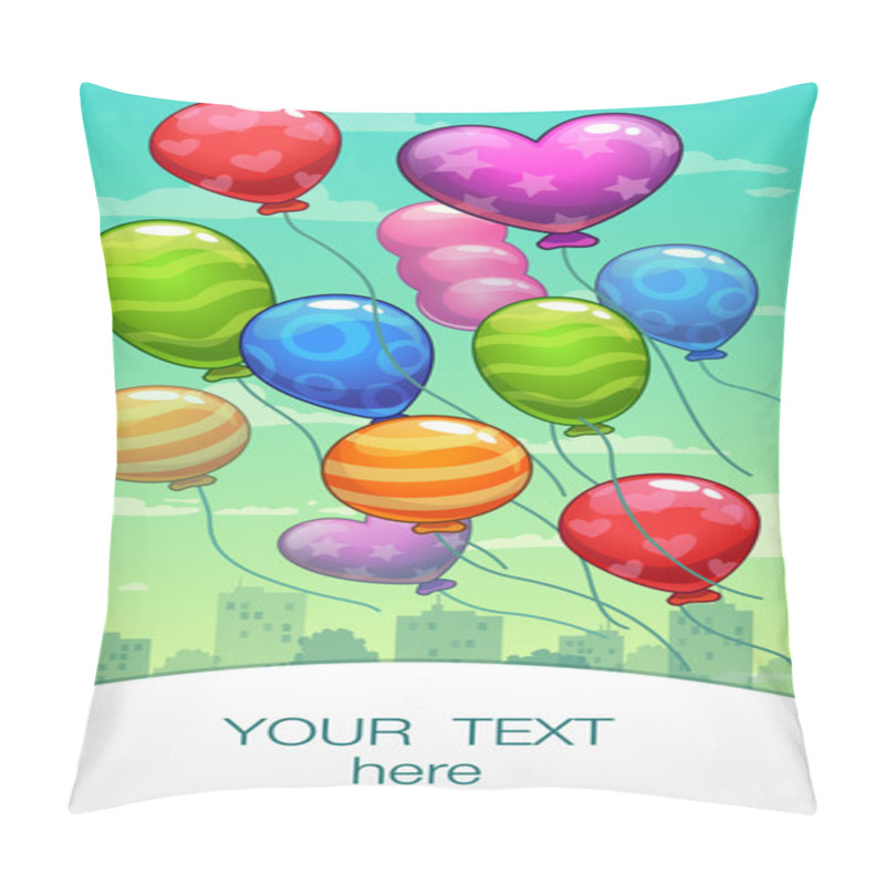 Personality  Vertical Vector Banner With Cartoon Balloons Pillow Covers