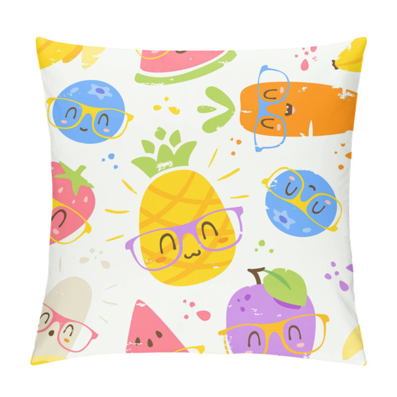 Personality  Vector Cartoon Fruits In Glasses Set Pillow Covers