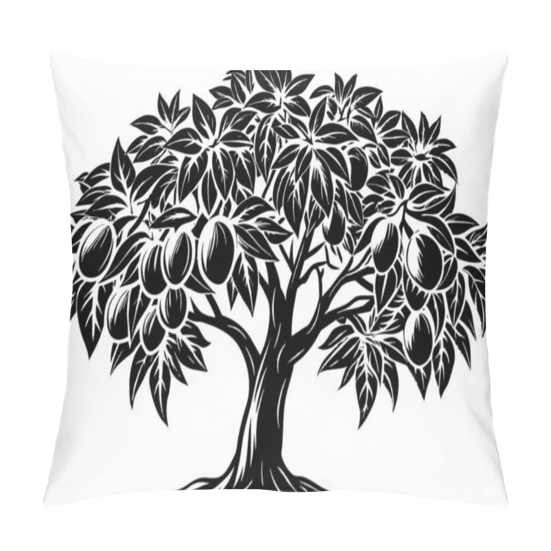 Personality  Silhouetted Fruit Tree With Abundant Produce Pillow Covers