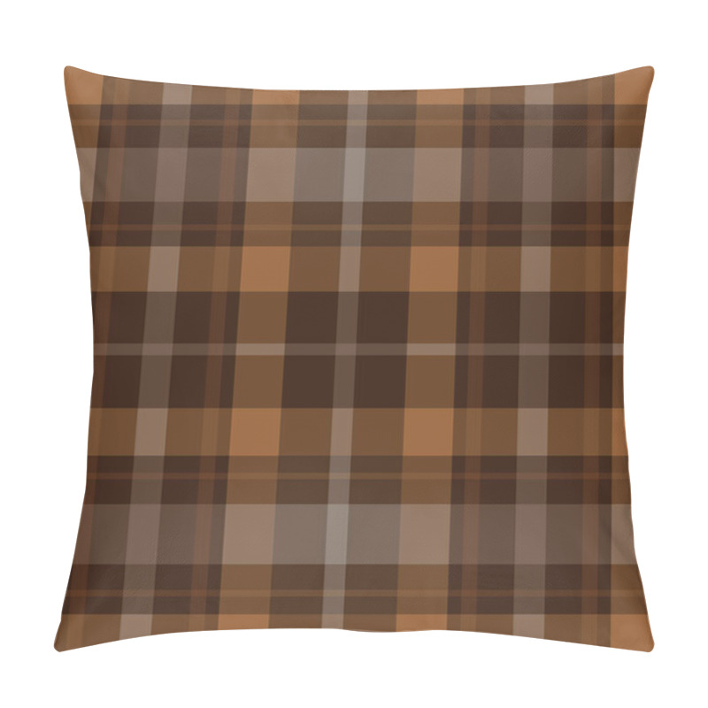 Personality  Seamless Brown, Black Tartan - White Stripes Pillow Covers