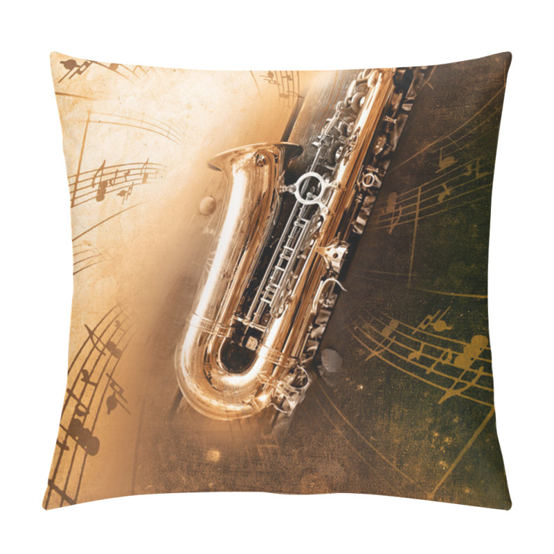 Personality  Old Saxophone With Dirty Background Pillow Covers