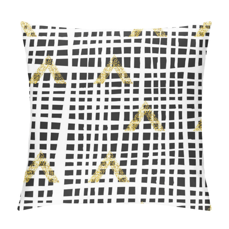 Personality  Gold Geometric Triangles With Cells  Pillow Covers