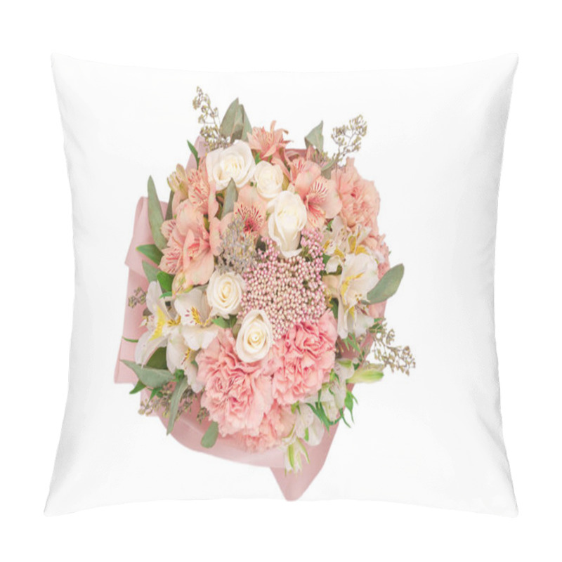 Personality  Bouquet Of  Soft Pink Flowers In Pink Wrapping Paper.  Pillow Covers