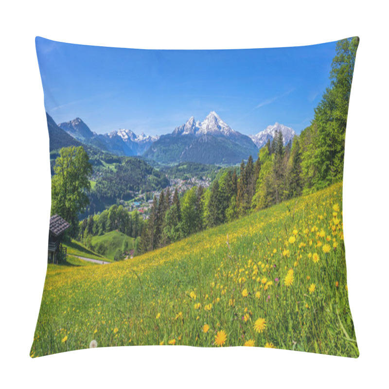 Personality  Idyllic Springtime Landscape In The Alps With Traditional Mountain Lodges Pillow Covers