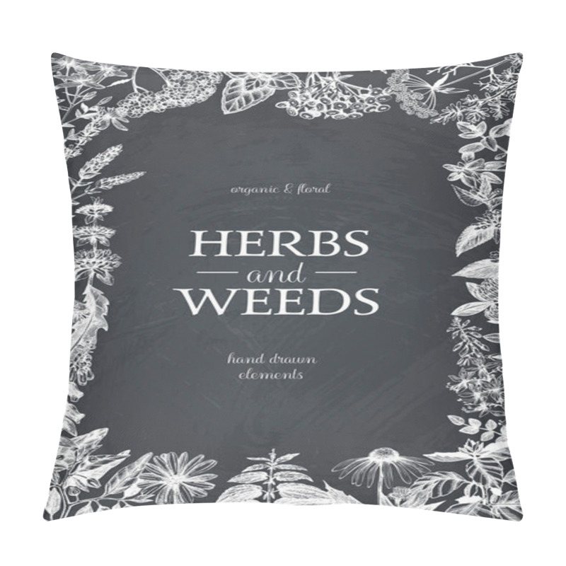 Personality   Hand Drawn Herbs And Weeds Frame Pillow Covers