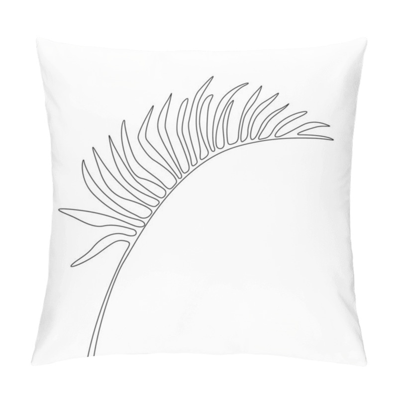 Personality  One Line Drawing Areca Leaf. Continuous Line Exotic Tropical Plant. Pillow Covers