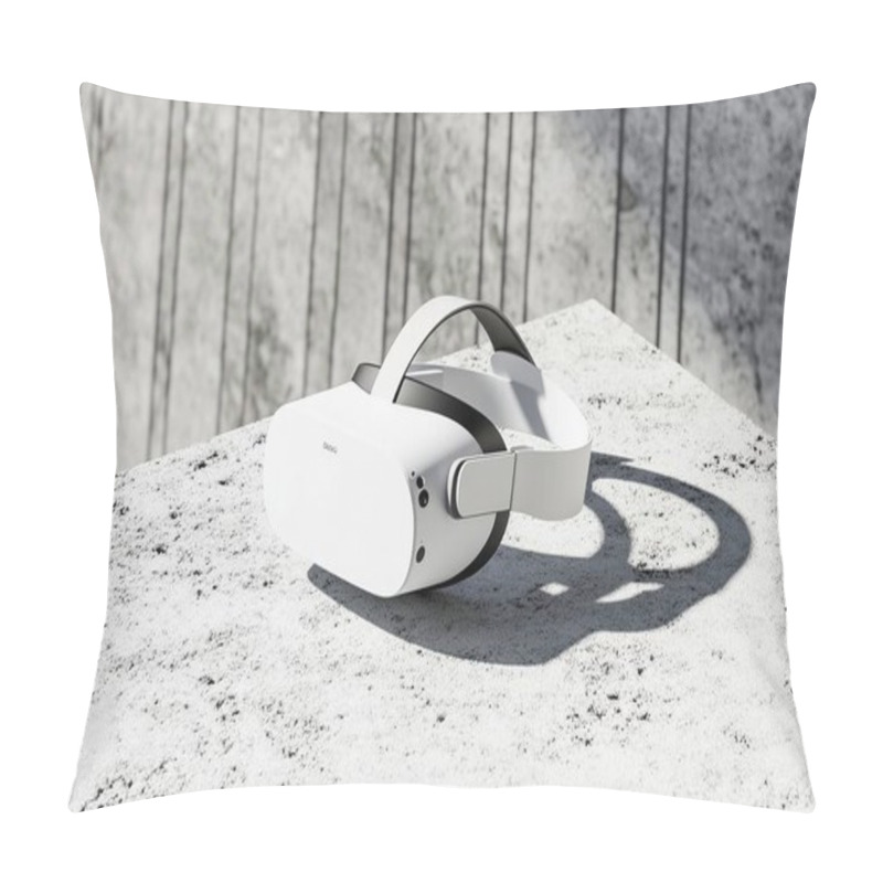 Personality  Modern VR Headset On Concrete Surface - Minimalistic Product Display Pillow Covers