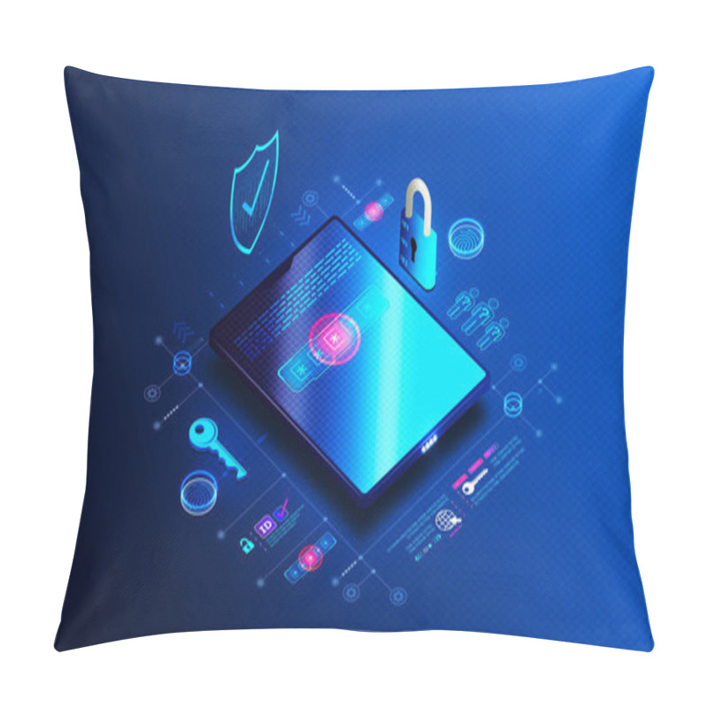 Personality  Passwordless Authentication And Single Sign-On Concept - Authentication Technology That Allows A User To Gain Access To An Application Or IT System Without Entering Passwords - 3D Illustration Pillow Covers