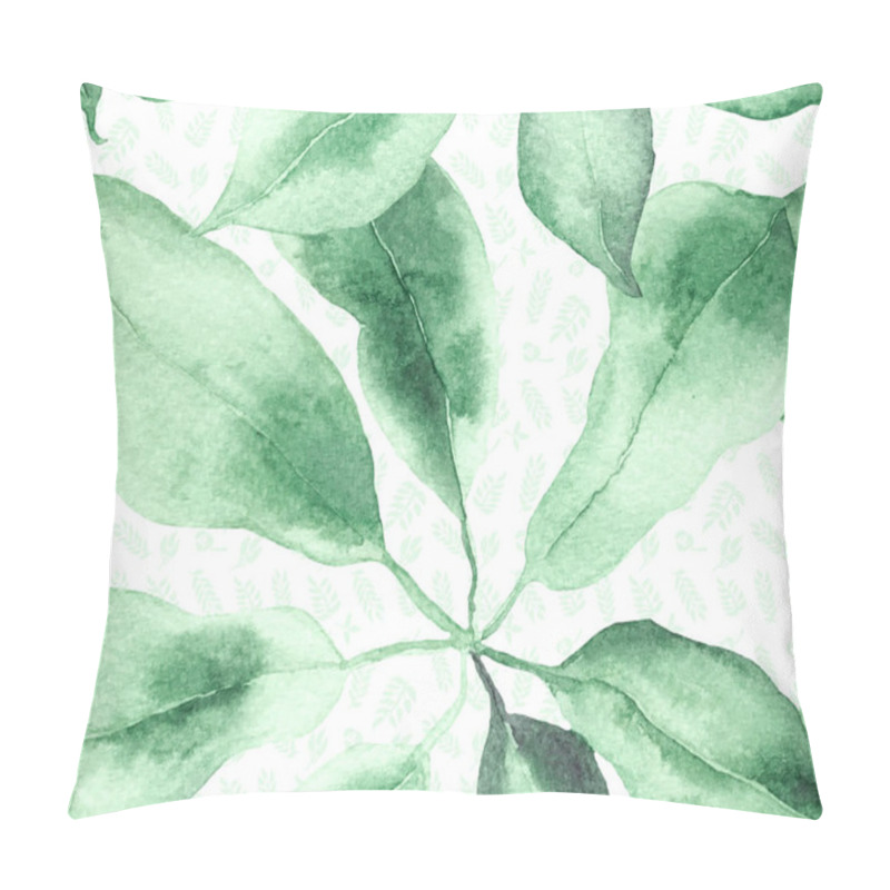 Personality  Schefflera Arboricola Seamless Pattern. Green And Teal Evergreen Variegated Walisongo Plant With Exotic Flowers. Botanical Watercolor Print. Schefflera Actinophylla Hayata Repeated Ornament Pillow Covers