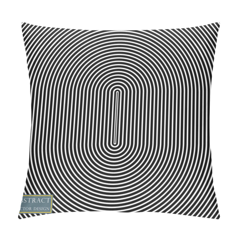 Personality  Vector Abstract Illustration Of Radiating, Concentric Oval Circles. Element Of The Template Overlay, Monochrome Style. Isolated Background. Pillow Covers