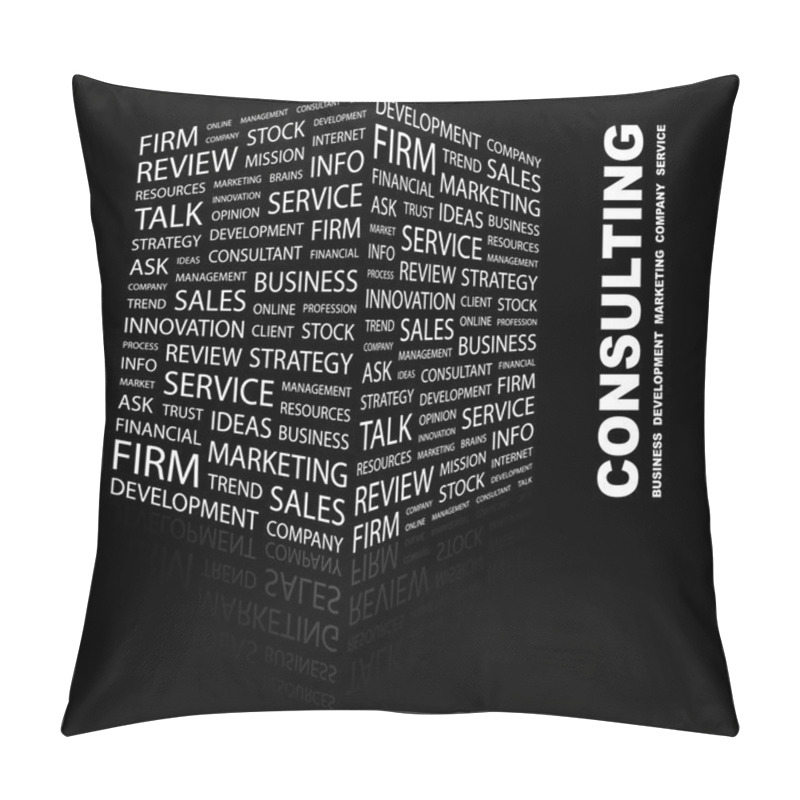 Personality  CONSULTING. Word Collage On Black Background. Pillow Covers