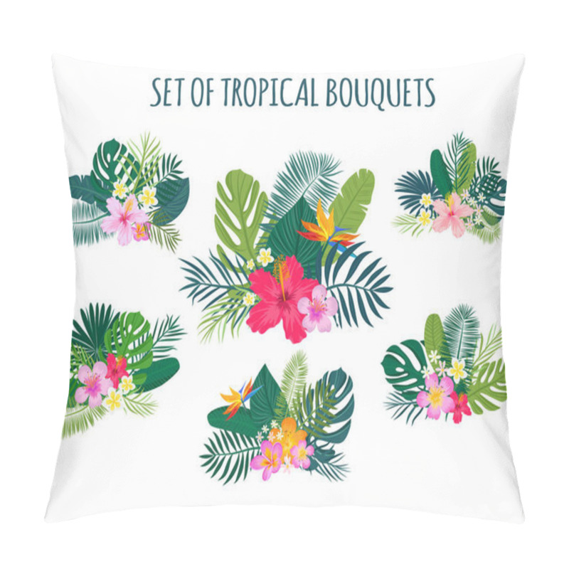 Personality  Set Of Traditional And Tropical Flowers And Leaves Pillow Covers