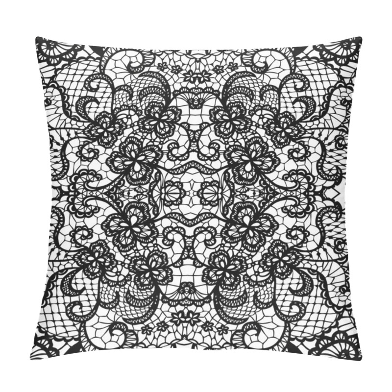 Personality  Lace Black Seamless Pattern With Flowers Pillow Covers