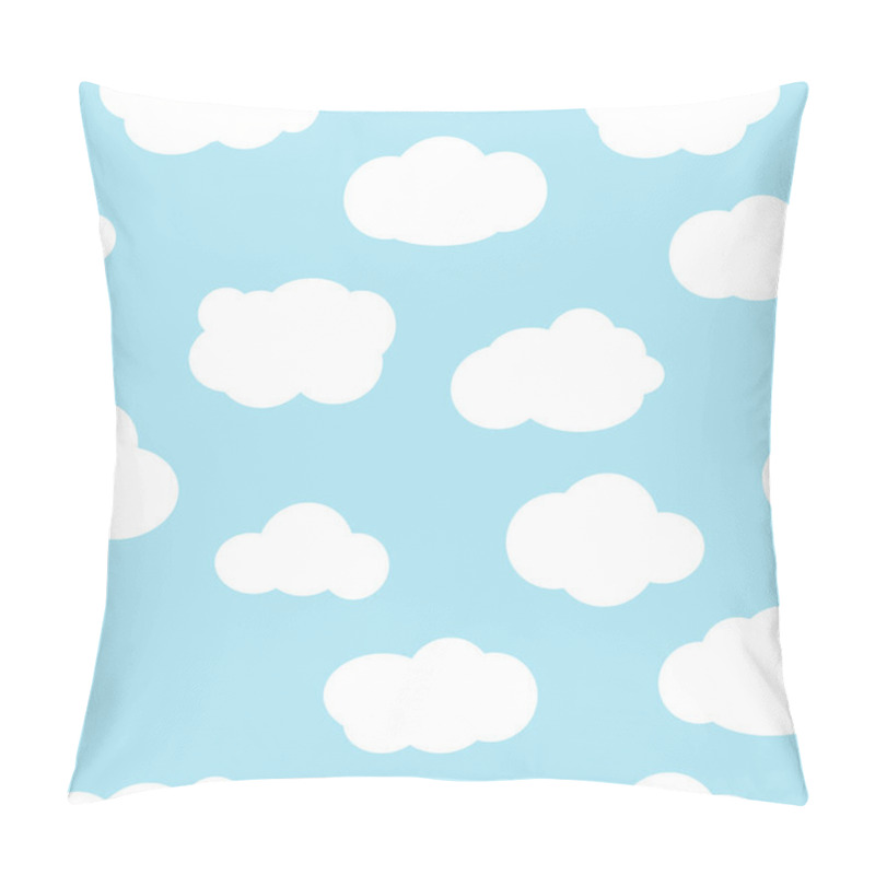 Personality  Blue Sky With Clouds Seamless Pattern Vector. Pillow Covers