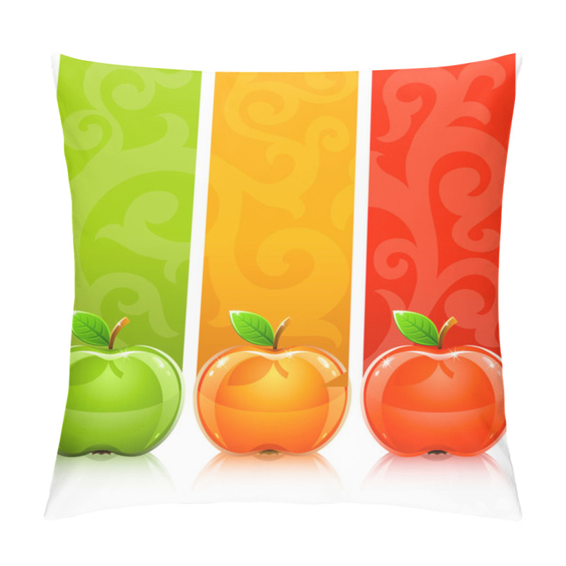 Personality  Three Coloured Apples On Decorative Background Pillow Covers