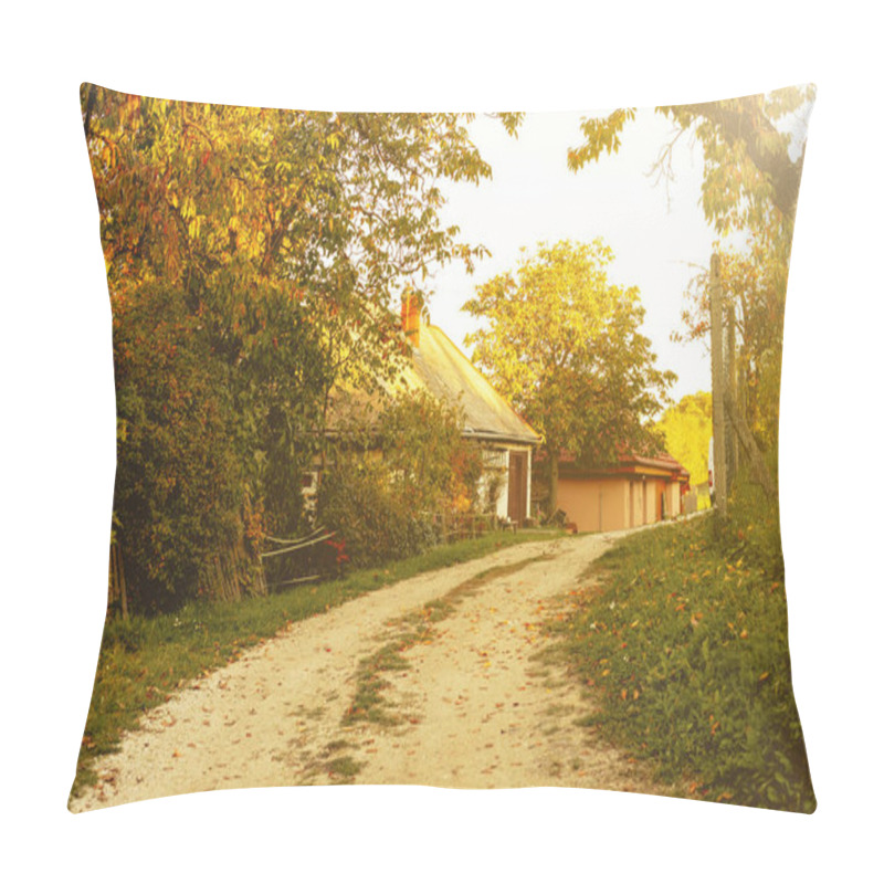 Personality  House In The Village.Autumn Landscape In The Evening. High Quality Photo Pillow Covers