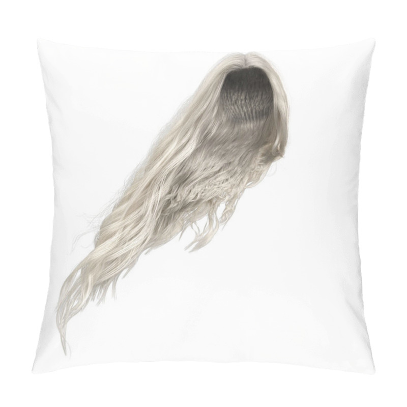 Personality  3d Render, 3d Illustration, Fantasy Long Wavy Hair On Isolated White Background Pillow Covers