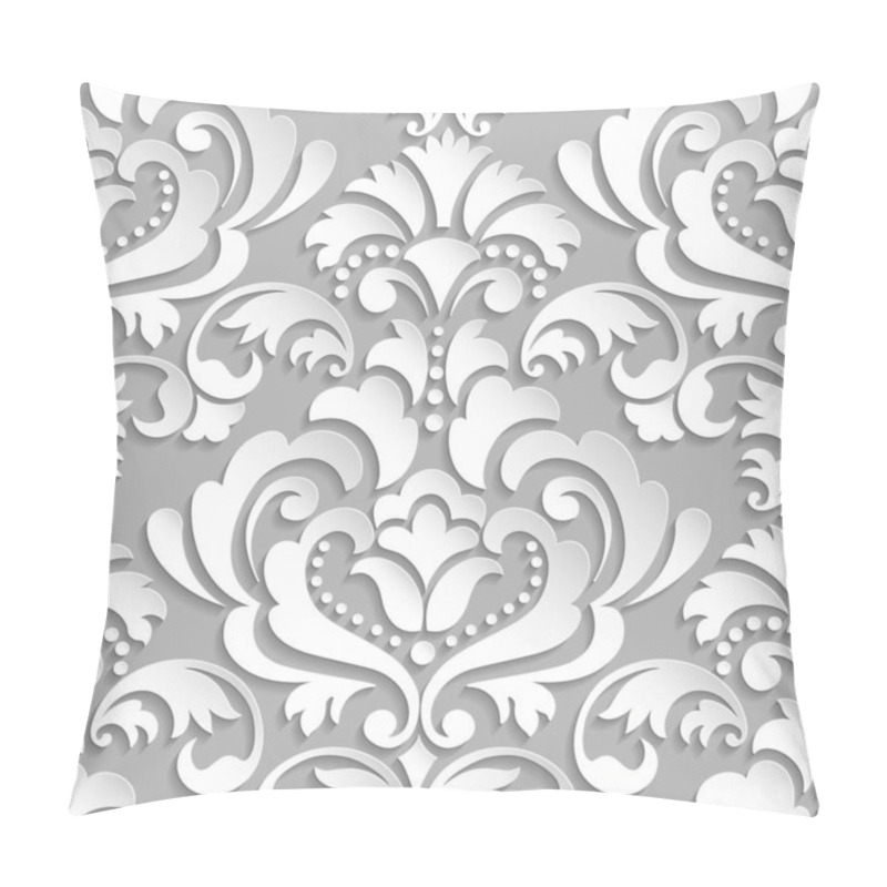 Personality  Vector Damask Seamless Pattern Element. Elegant Luxury Texture For Wallpapers, Backgrounds And Page Fill. 3D Elements With Shadows And Highlights. Paper Cut. Pillow Covers