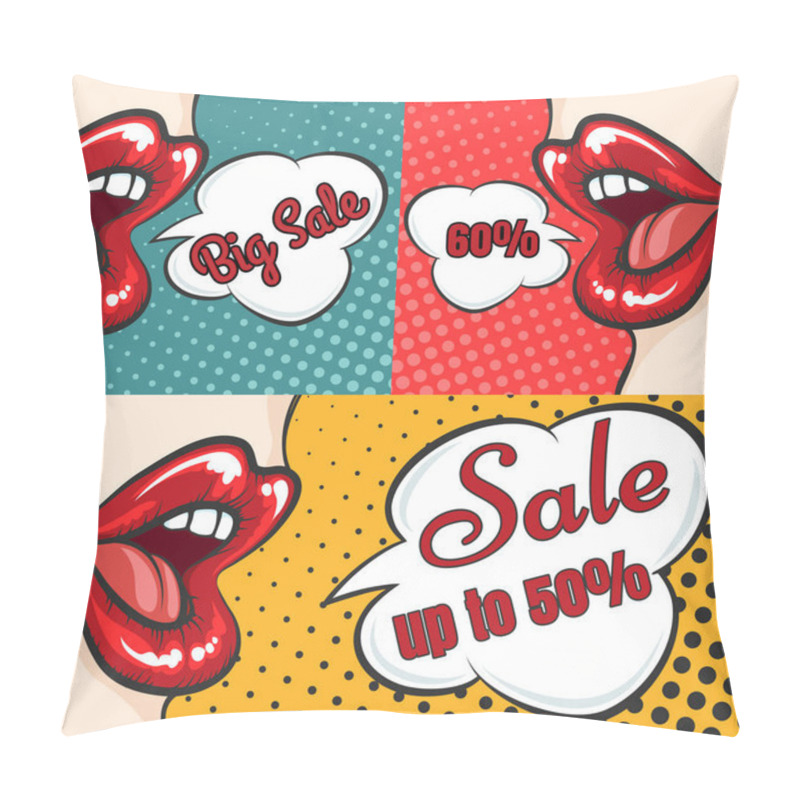 Personality  Woman Lips Pop Art Sale Banners Pillow Covers