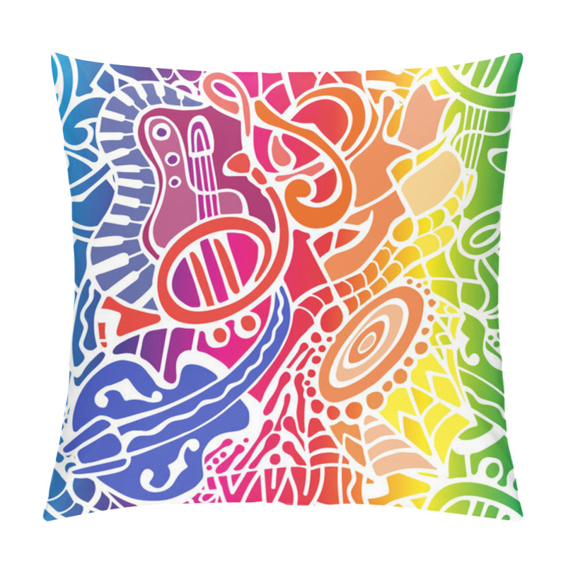 Personality  Seamless Pattern With Doodle Musical Instruments Pillow Covers