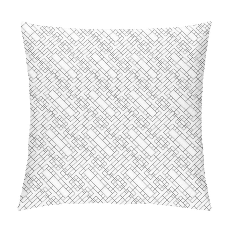 Personality  Seamless Pattern. Modern Simple Geometrical Texture With Regularly Repeating Diagonal Thin Lines, Rectangle Shapes, Bricks, Small Rhombuses. Outline. Contour. Vector Element Of Graphical Design Pillow Covers