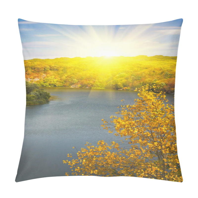 Personality  Golden Autumn Sunbeams Above River And M Pillow Covers