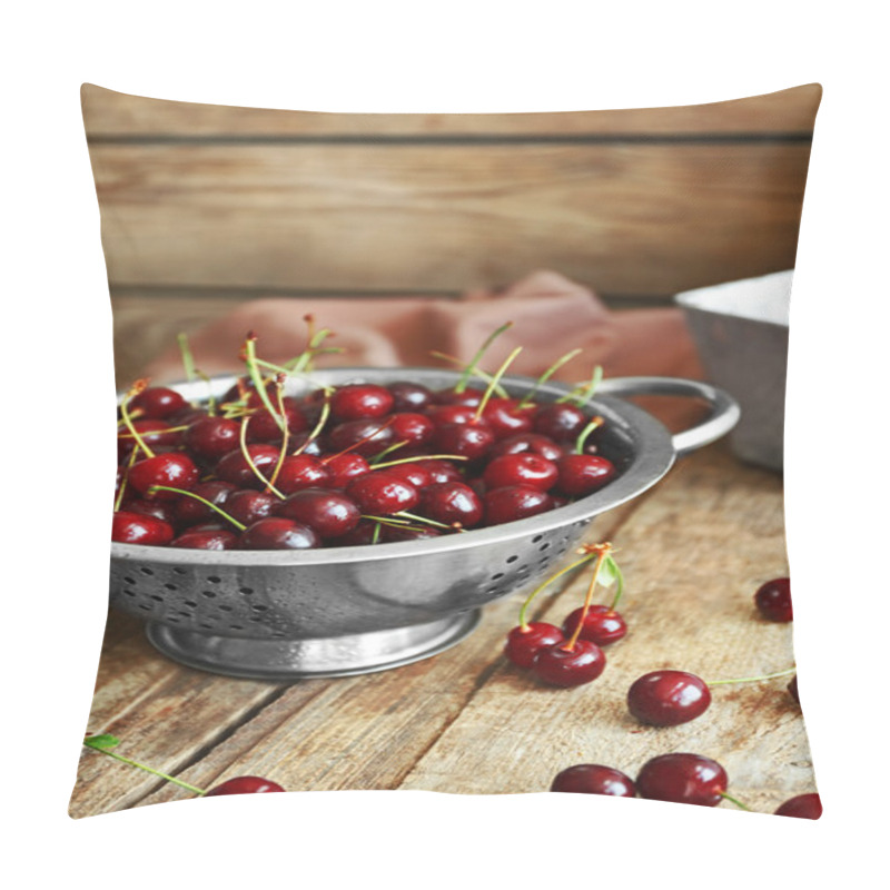 Personality  Cherries In Colander On Table Pillow Covers