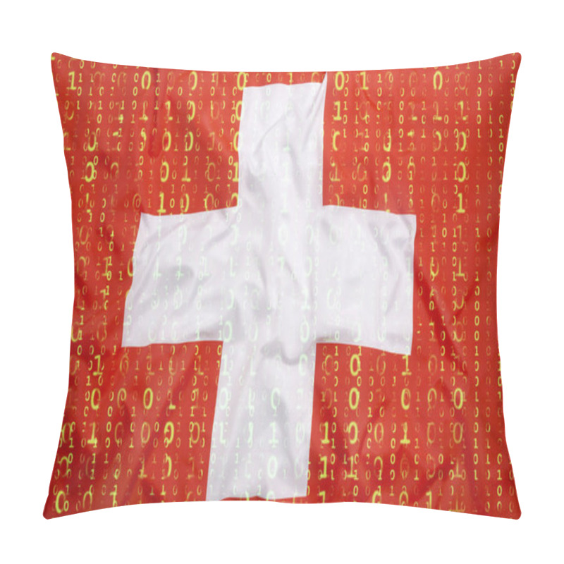 Personality  Binary Code With Switzerland Flag, Data Protection Concept Pillow Covers